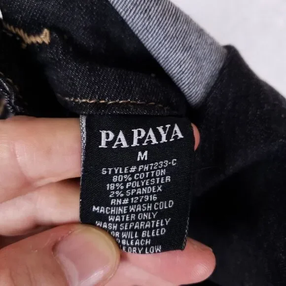 Papaya Jeans Denim Overall Shorts Womens M Dark Wash Adjustable Straps Y2K Indie - Picture 10 of 10